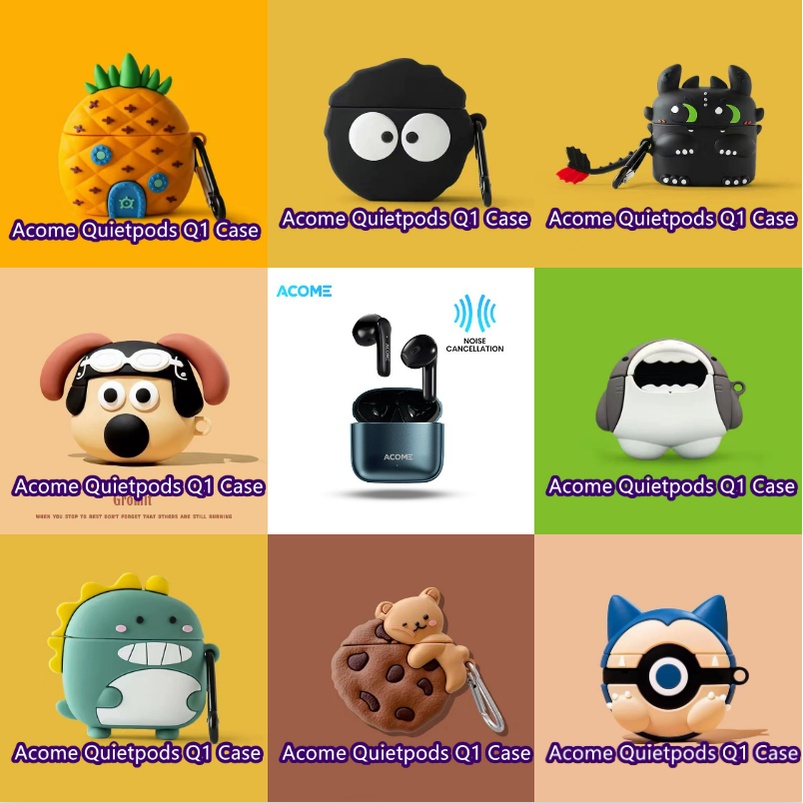 Vỏ tai nghe mềm Shark & Poke Ball dễ thương cho Acome Quietpod Q1
