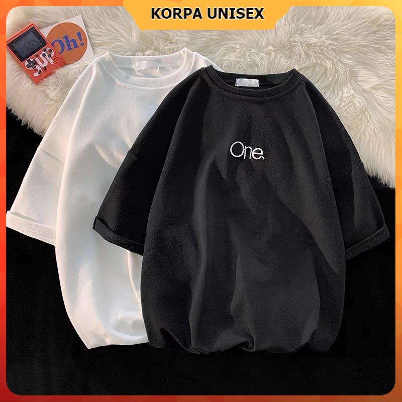 [ Ảnh Thật ] Áo thun tay lỡ form rộng thêu chữ ONE - phông ulzzang oversize unisex nam nữ Korpa | BigBuy360 - bigbuy360.vn