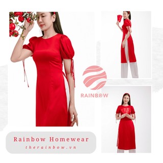 Bộ áo dài cách tân [Áo đỏ + quần trắng] phong cách xuân tết 2023 Rainbow Homewear