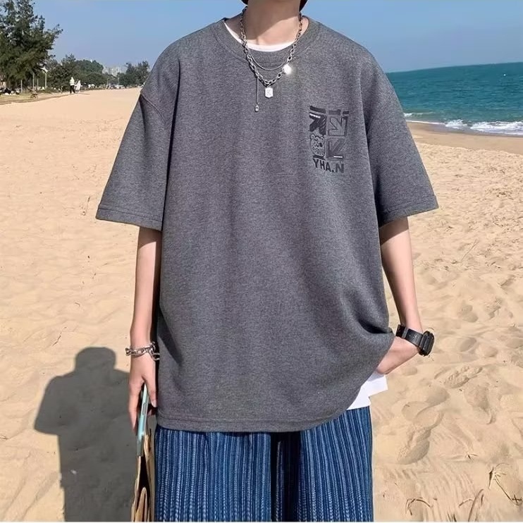 Áo thun nam thể thao tay ngắn cổ tròn in hình mũi tên size M-8XL thời trang mùa hè phong cách Hàn Quốc