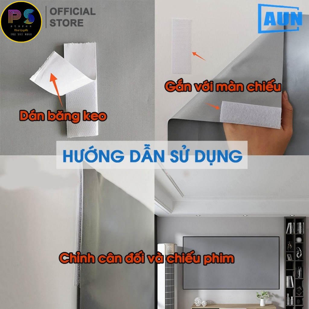 Màn chiếu phản quang dán tường kích thước từ 60in-136In Ngoài ra có khổ tự cắt - Dùng chiếu ngoài trời