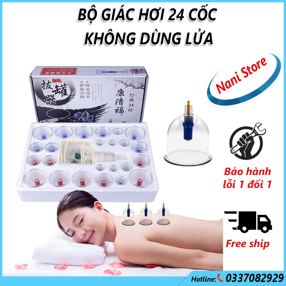 Bộ giác hơi chân không KAW không dùng lửa 24 ống giúp giảm mệt mỏi, cảm lạnh bảo hành 12 tháng