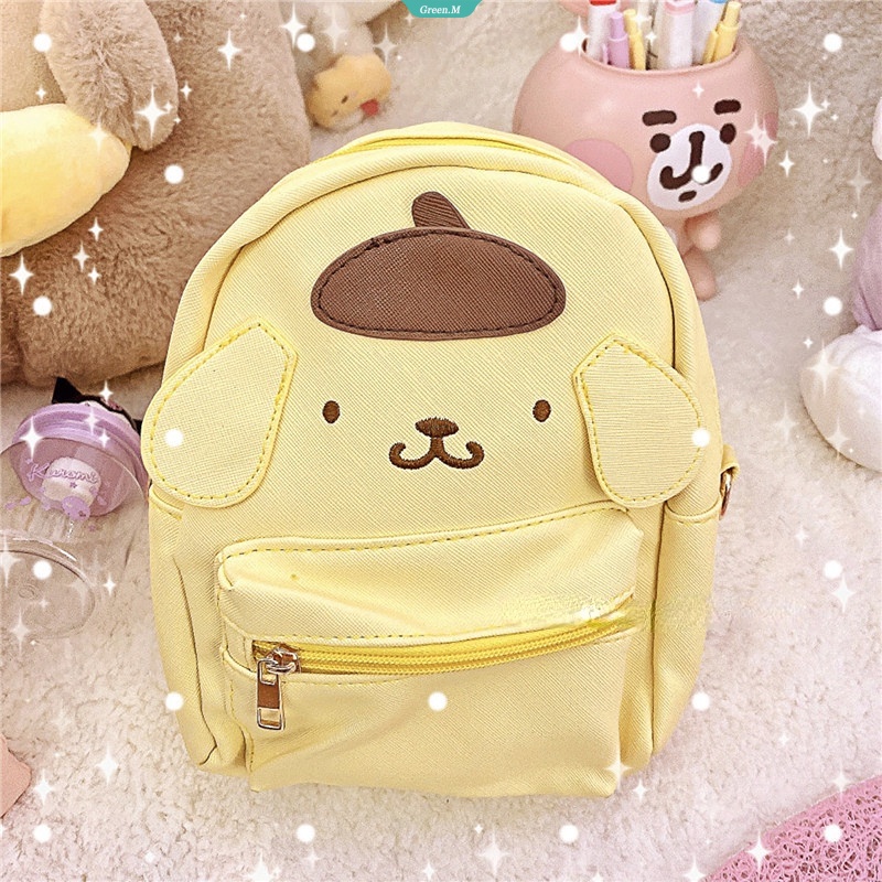 Sanrio Balo Da PU Đeo Vai Họa Tiết Hoạt Hình Mymelody Kuromi Cinnamoroll PompomPurin Nhật Bản Đáng Yêu Cho Bé Gái