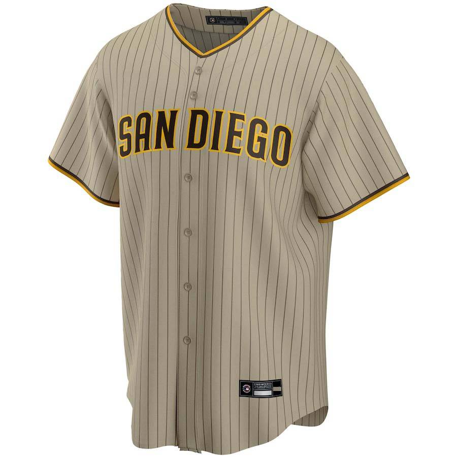 Hq1 Áo Khoác Bóng Chày Thể Thao Phối Nút QH1 2023 MLB San Diego Padres Tan