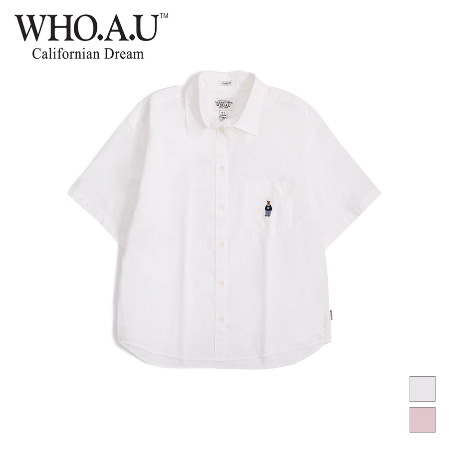 Áo sơ mi nữ WHYAD2432F Steve Loose-Fit Short-Sleeved Cotton Shirt