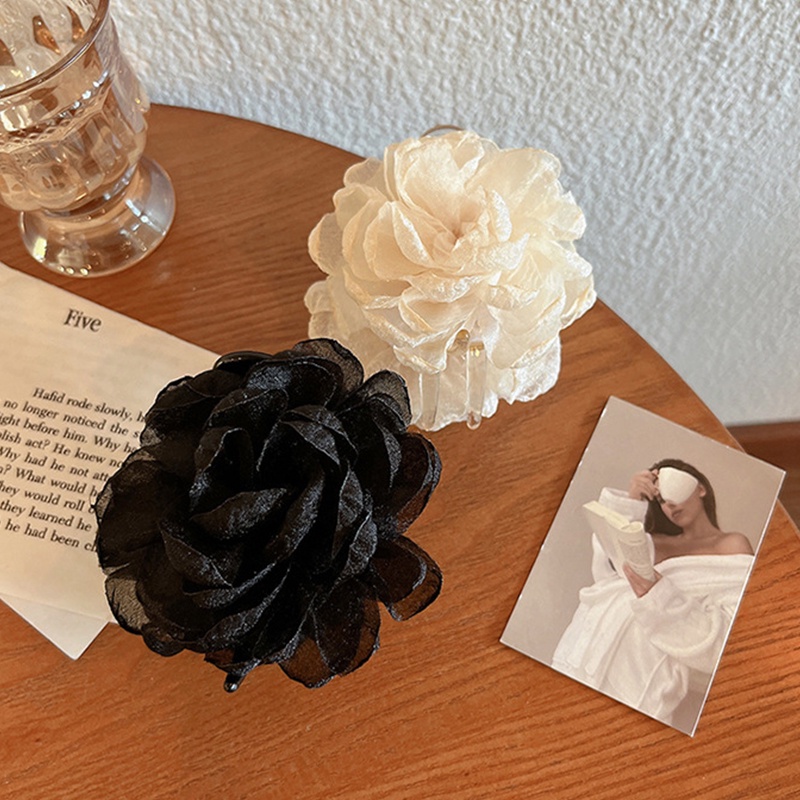 1 Kẹp Tóc Hình Cá Mập Đính Hoa Trà Màu Trơn Thời Trang Hàn Quốc DIY