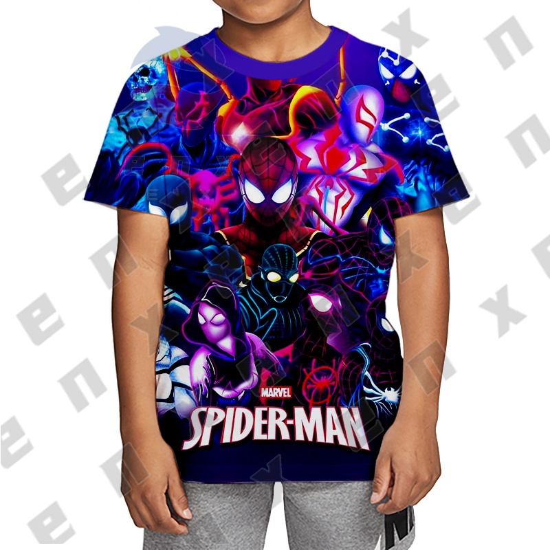 Áo Thun Tay Ngắn In Hình SpiderMan Across The SpiderVerse 2 Thời Trang Mùa Hè Cho Bé Trai