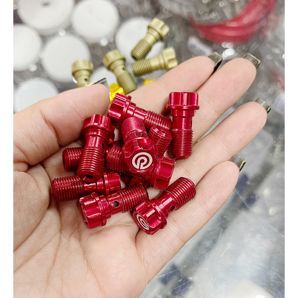 Ốc Xỏ Dây Dầu Nhôm Phay Logo Màu Dành Cho Xe Máy