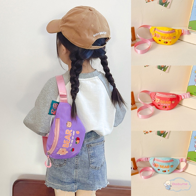 Túi Đeo Chéo Nhỏ Gọn Nhẹ In Họa Tiết Trái Cây / Chữ Hoạt Hình Phong Cách Hàn Quốc Dễ Thương Cho Bé