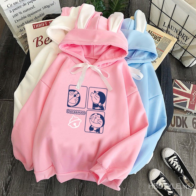 Áo Hoodie Nữ Tay Dài In Hình Doraemon Thời Trang