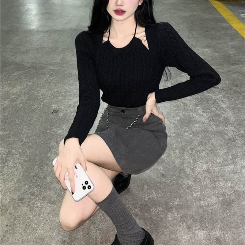 Áo Sweater Dệt Kim Trễ Vai Dáng Ôm Màu Trắng Thời Trang Quyến Rũ Cho Nữ