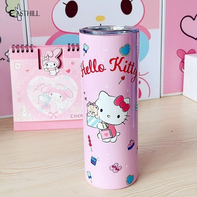 SANRIO Bình Nước Giữ Nhiệt Bằng Thép Không Gỉ 304 Họa Tiết Hoạt Hình Dễ Thương