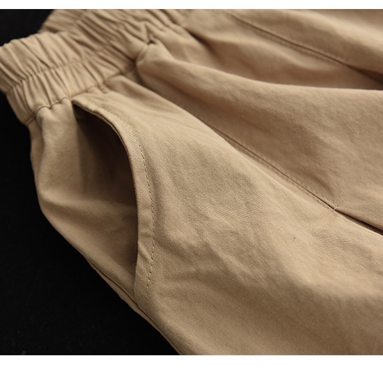 Chân váy cotton lanh lạnh màu trơn lưng thun phong cách thời trang retro cho nữ