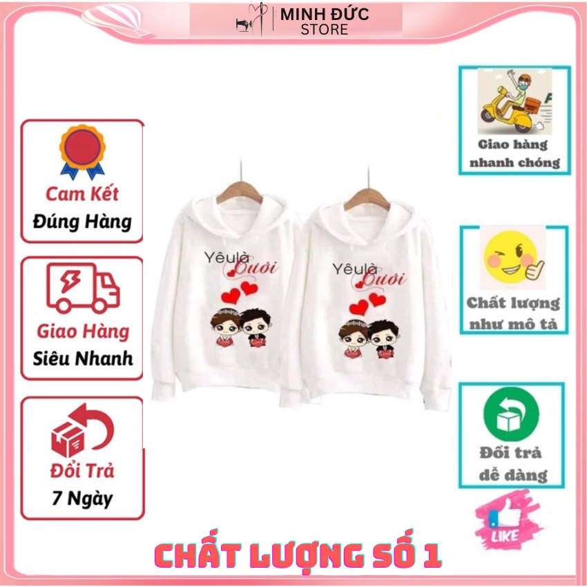 Áo Đôi, Đồ Đôi Với Người Yêu Đi Chơi MM12, Áo Nỉ Nam Nữ Có Mũ In Yêu Là Cưới ý Nghĩa, Vải Nỉ Bông In Hình Dễ Thương