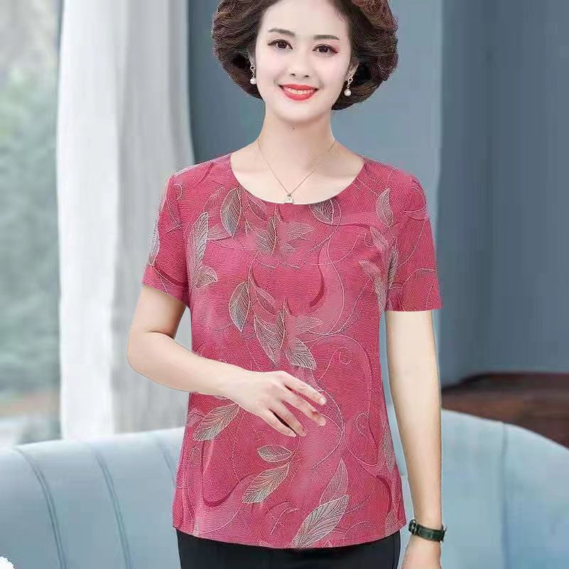 Áo Thun Tay Ngắn Dáng Rộng Thời Trang Mùa Hè Cho Phụ Nữ Trung Niên