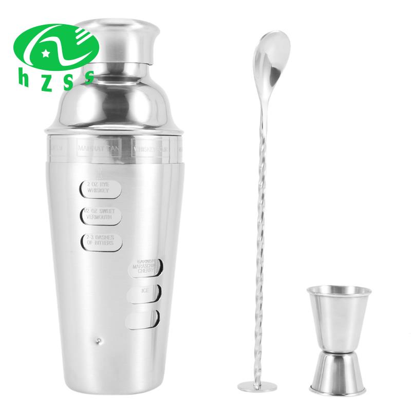 Bộ 3 Dụng Cụ Và Bình Lắc Cocktail 24Oz Bằng Thép Không Gỉ Kèm Dụng Cụ Đo Lường (02)