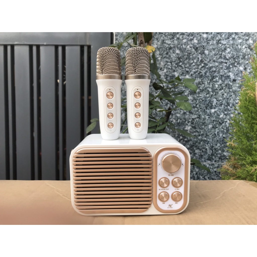 Loa Karaoke Mini YS106 Kèm 2 Micro Không Dây