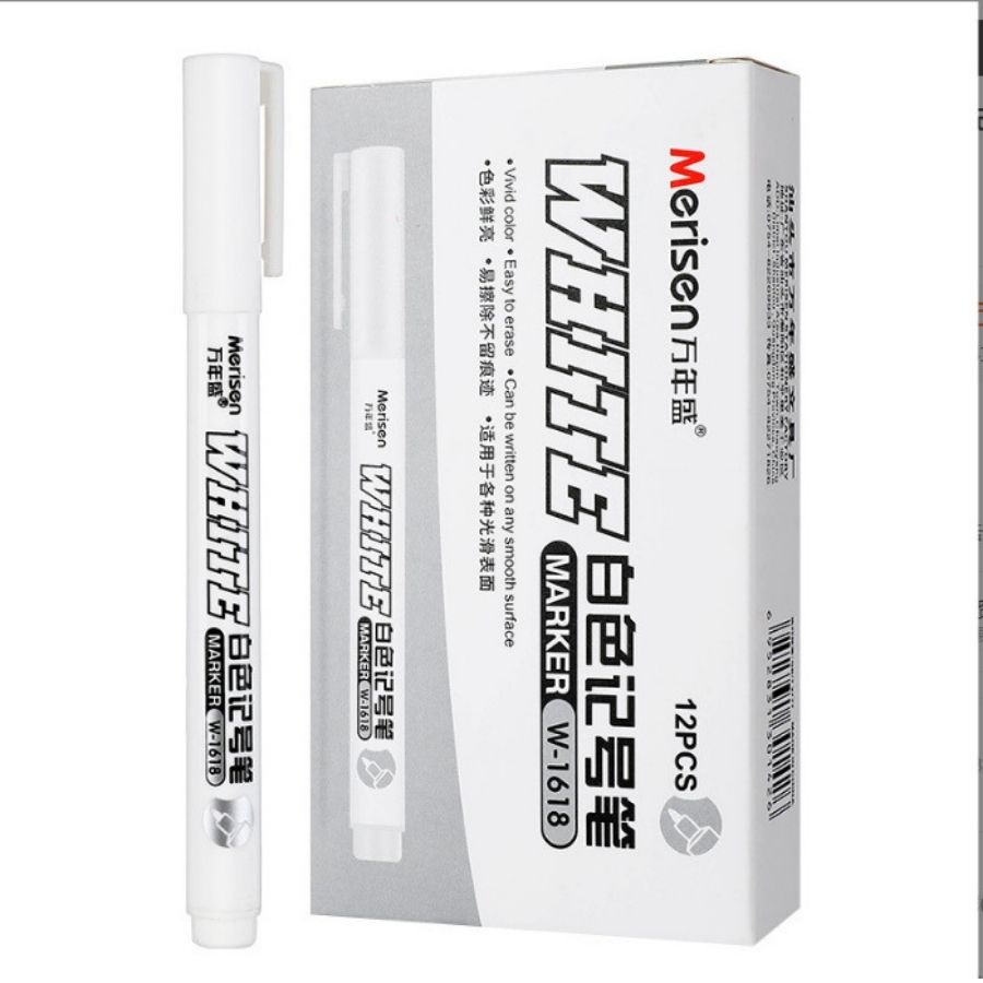 Bút marker B74 sơn trắng viết nền đen, bút sơn mực trắng/ đen ngòi 1mm