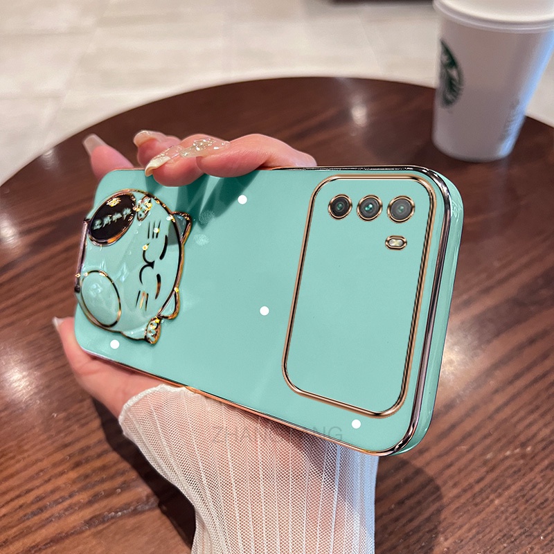ốp lưng POCO M3 F3 Ốp Điện Thoại TPU Mềm Viền Mạ 3D Có Giá Đỡ Hình Mèo Cho POCO M3 F3