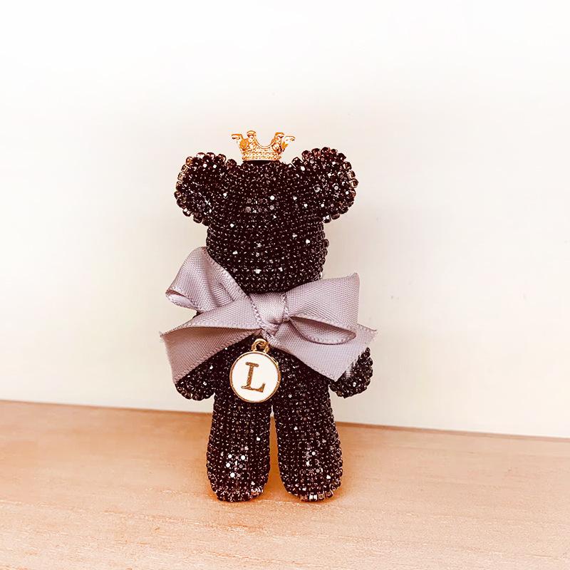 Sáp thơm ô tô, nước hoa oto kẹp cửa gió hình gấu đính đá phối nơ, nước hoa khử mùi ô tô sang trọng