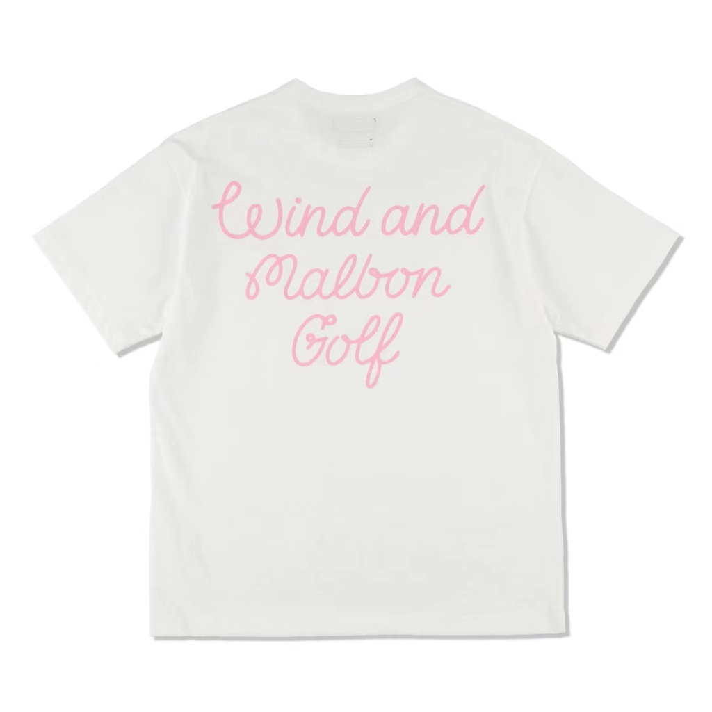 Áo Thun Đánh Golf Malbon Cổ Tròn Ngắn Tay Dáng Rộng In Chữ Sau Lưng Thời Trang Cho Nam Và Nữ