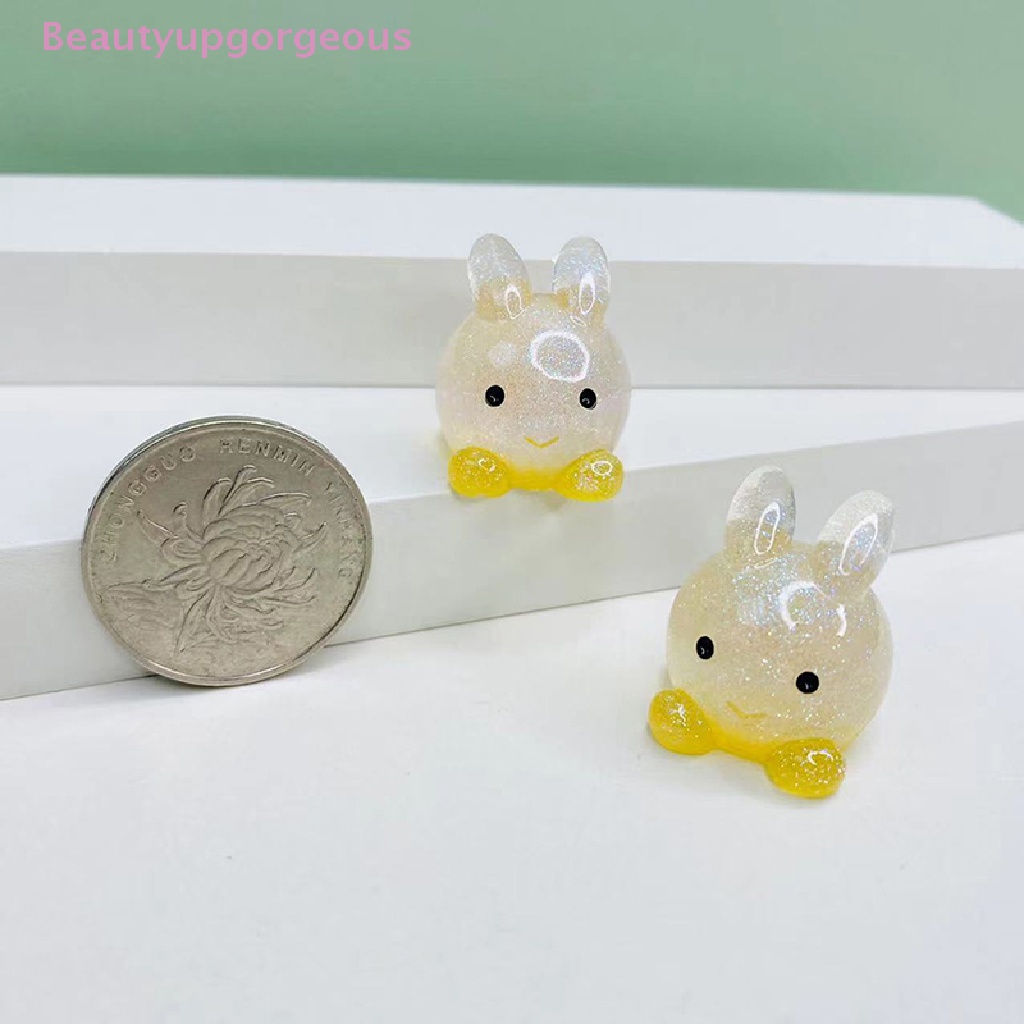 [Beautyupgorgeous] 2Pcs Miniature Luminous Resin Rabbit Ornament Cute Cartoon Bunny Ornaments