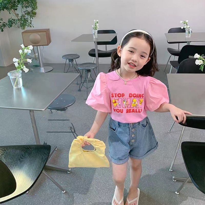 Áo Thun Thời Trang Mùa Hè Phong Cách Hàn Quốc Cho Bé Gái 0-6 Tuổi