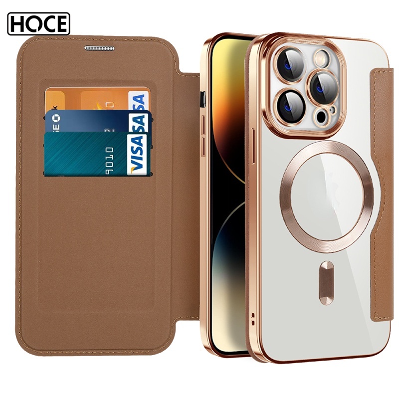 Áo Thun Tay Ngắn In Chữ HOCE HOCE Xoay 360 Độ 360 Độ° Ốp Điện Thoại Da Kèm Ngăn Đựng Thẻ Nắp Lật Nam Châm Chống Rơi Chống Sốc Cho iPhone 14 Pro Max 13 12 11