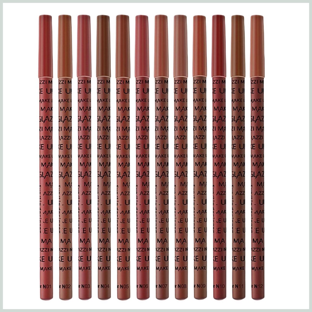 Set 12 Chì Kẻ Viền Môi Màu Sắc Đa Dạng Chống Nước Lên Màu Cực Chuẩn
