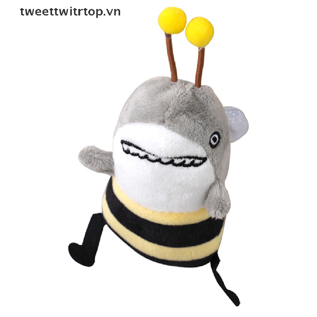 Đồ chơi nhồi bông Hình Cá Mập / Ong Mềm Mại Vui Nhộn Gắn Móc Khóa Cho Bé