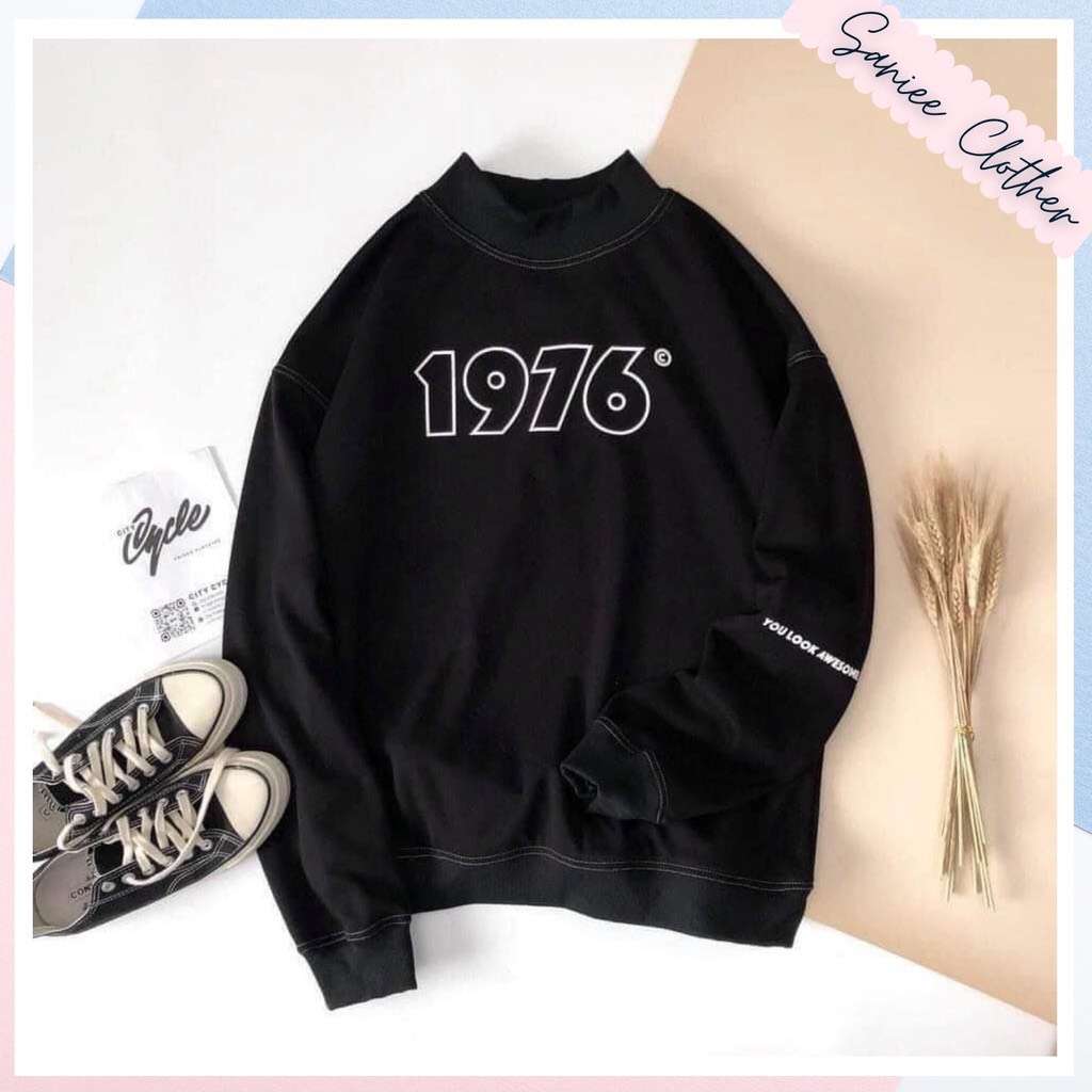 Áo nỉ sweater đôi nam nữ áo hoodie nỉ áo nỉ nam nữ unisex 1976 form rộng style hàn quốc Saniee Clother