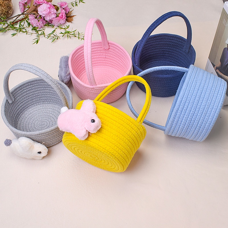 Bololo Giỏ Đựng Đồ Bằng Dây cotton Bện Hình Thỏ Mặt Trăng Một Tuổi