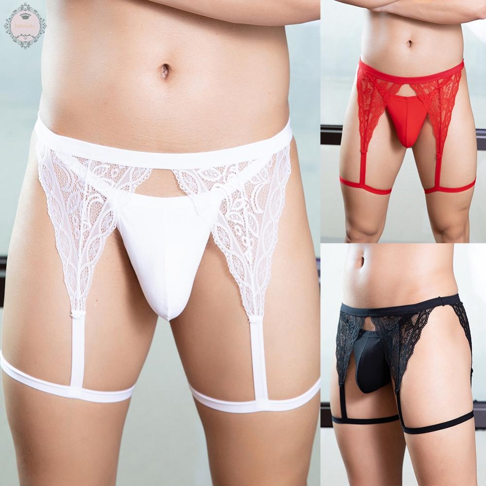 Mens Briefs Thong Underpants Bulge Pouch G-String Jockstrap Lace Leg Strap