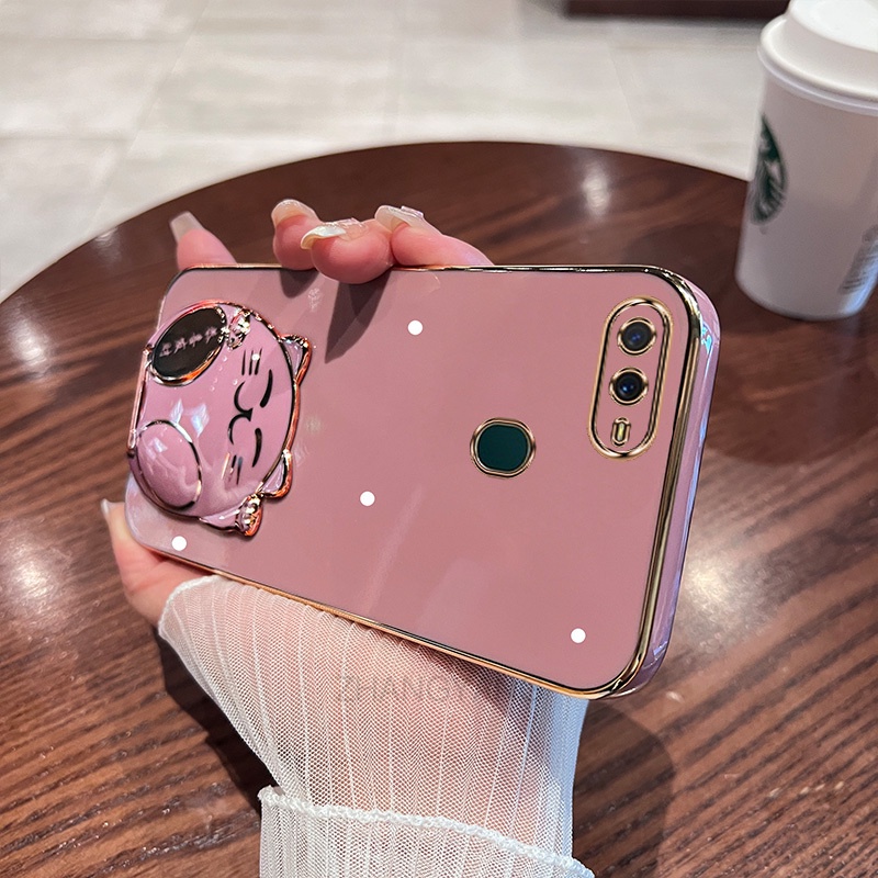 Ốp lưng oppo a5s a12 a7 f9 Ốp Điện Thoại TPU Mềm Viền Mạ 3D Có Giá Đỡ Hình Mèo Cho oppo a5s a12 a7 f9