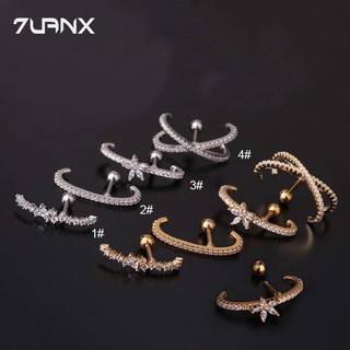 7uanX 1 Khuyên Xỏ Sụn Tai Bằng Thép Không Gỉ 16Gauge Thời Trang