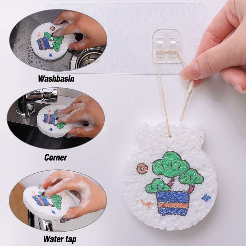Miếng Xốp Rửa Chén Dạng Nén Hình Thỏ May Mắn Siêu Thấm Có Thể Tái Sử Dụng