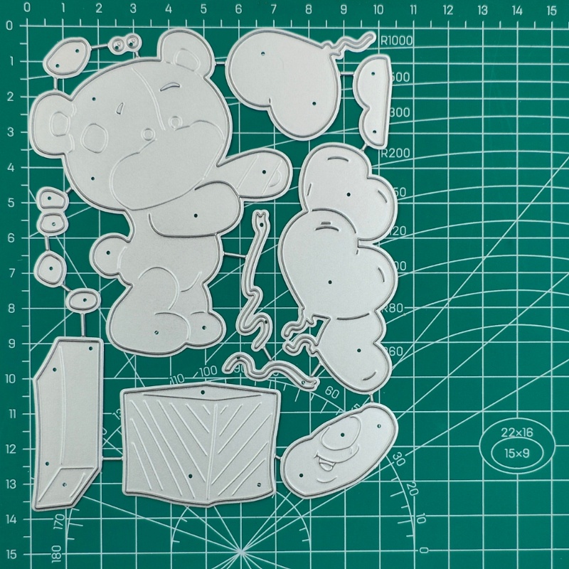 Khuôn Cắt Giấy Kim Loại Trang Trí Hình Gấu Và Bong Bóng