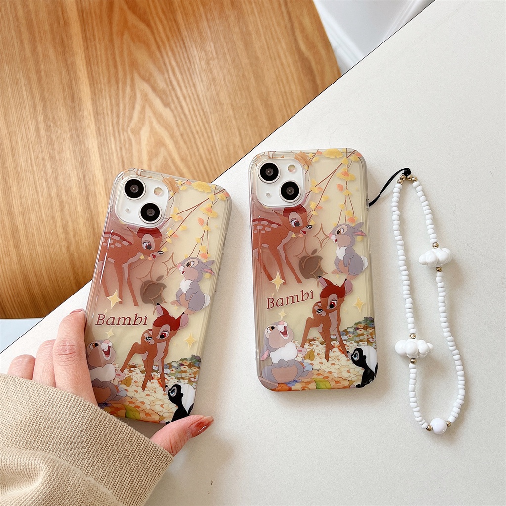 Ốp Điện Thoại TPU Dẻo Trong Suốt Họa Tiết Bambi Dễ Thương Chống Rơi Cho iPhone 14 13 12 11 Pro Max