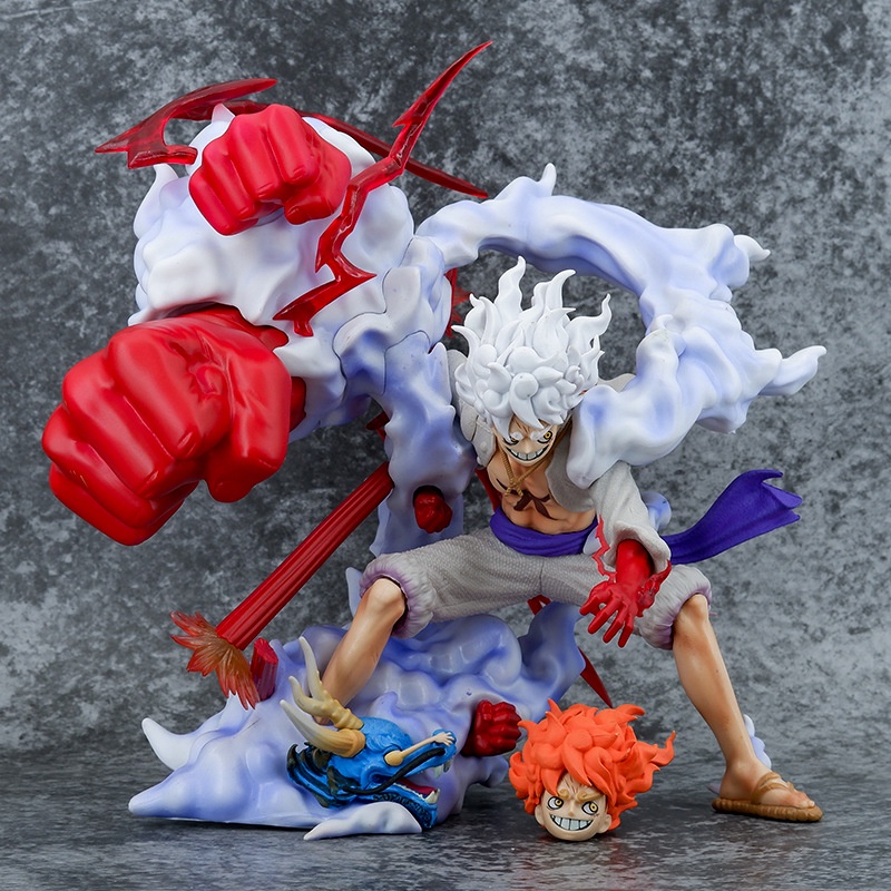 Mô hình One Piece - Figure Luffy Gear 5 vs Kaido bản đẹp có 2 đầu thay thế full BOX