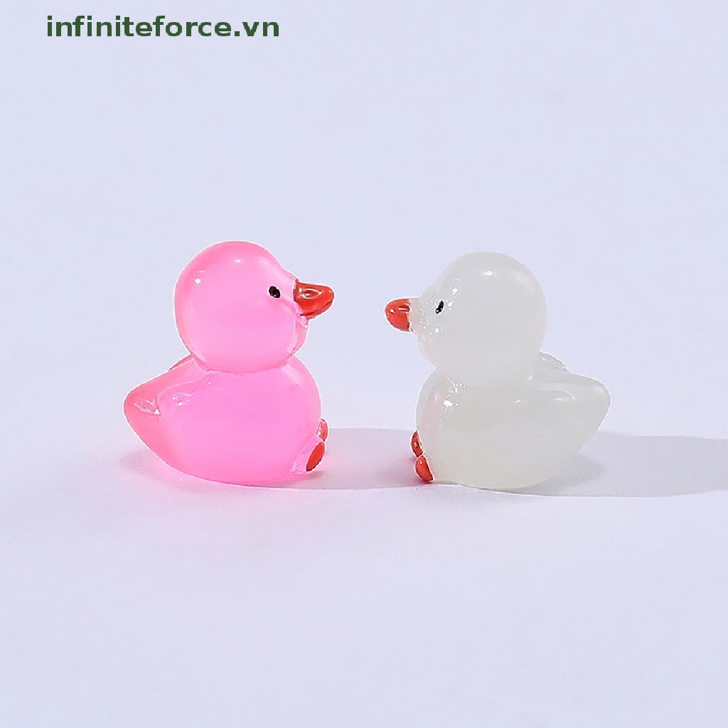 Set 1 / 10 Vịt Đồ Chơi Bằng Nhựa Phát Sáng Trong Bóng Tối Trang Trí Nhà Búp Bê / Sân Vườn DIY