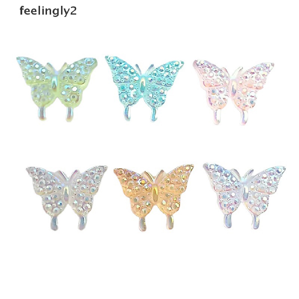 Bộ 50 Phụ Kiện Trang Trí Móng Tay Hình Bướm 3D Nhiều Màu Sắc Bằng Nhựa Resin
