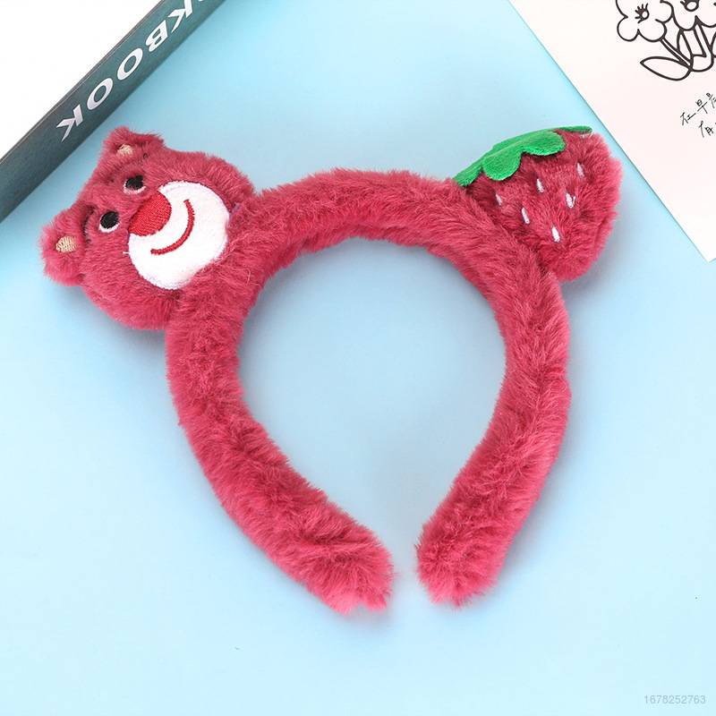 Băng Đô Cài Tóc Rửa Mặt Vải Lông Họa Tiết Toy Story Lotso Ba Chiều Cá Tính Thời Trang