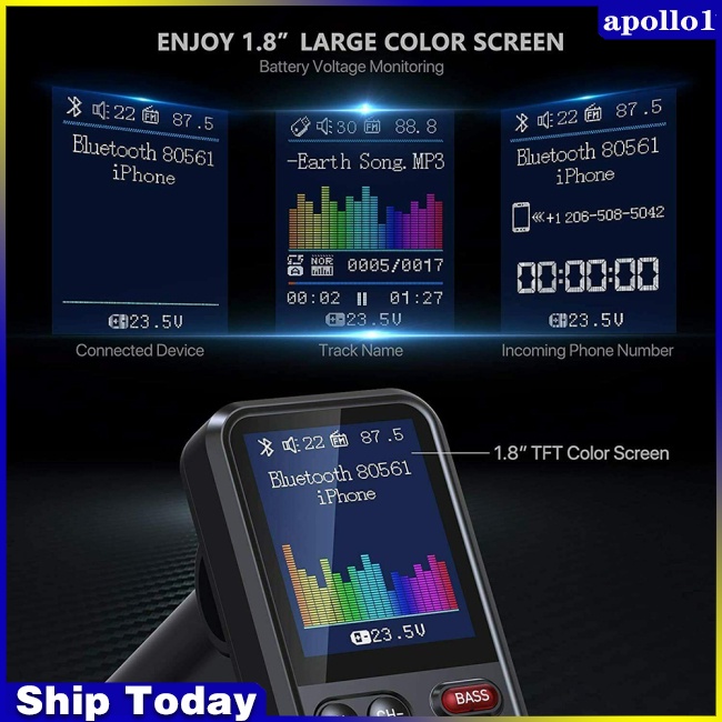 Máy Nghe Nhạc Mp3 wa Bt93 Kết Nối Bluetooth Không Dây Sạc Nhanh Qc3.0 Cho Xe Hơi