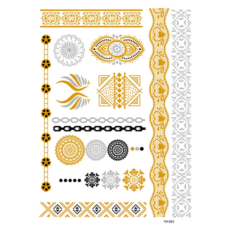 Miếng Dán Hình Xăm Tạm Thời Bằng Lá Kim Loại Nhiều Màu Sắc Chống Nước Cho Nữ