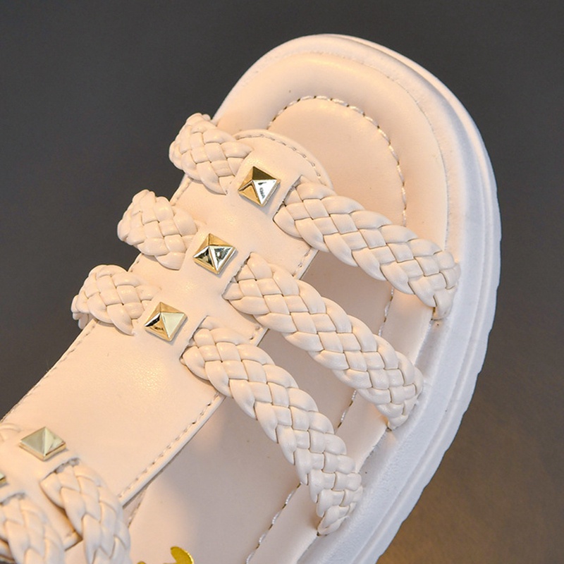 Xăng đan Công Chúa Cổ Cao Bằng Da Khoét Lỗ Size Lớn Màu Hồng Thời Trang Cho Bé Gái