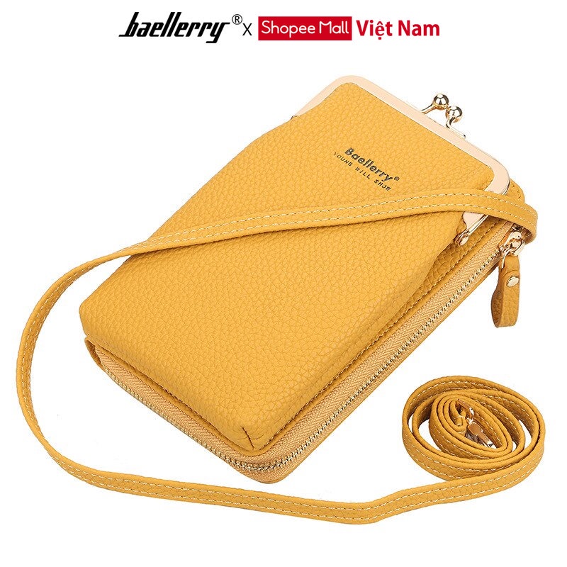 Ví Da Cầm Tay Baellerry N8601 Chìa Khóa Bấm Phối Chìa Khóa Kéo Có Chắn Ốp Thẻ Tiền Xu Sang Trọng Cho Nữ