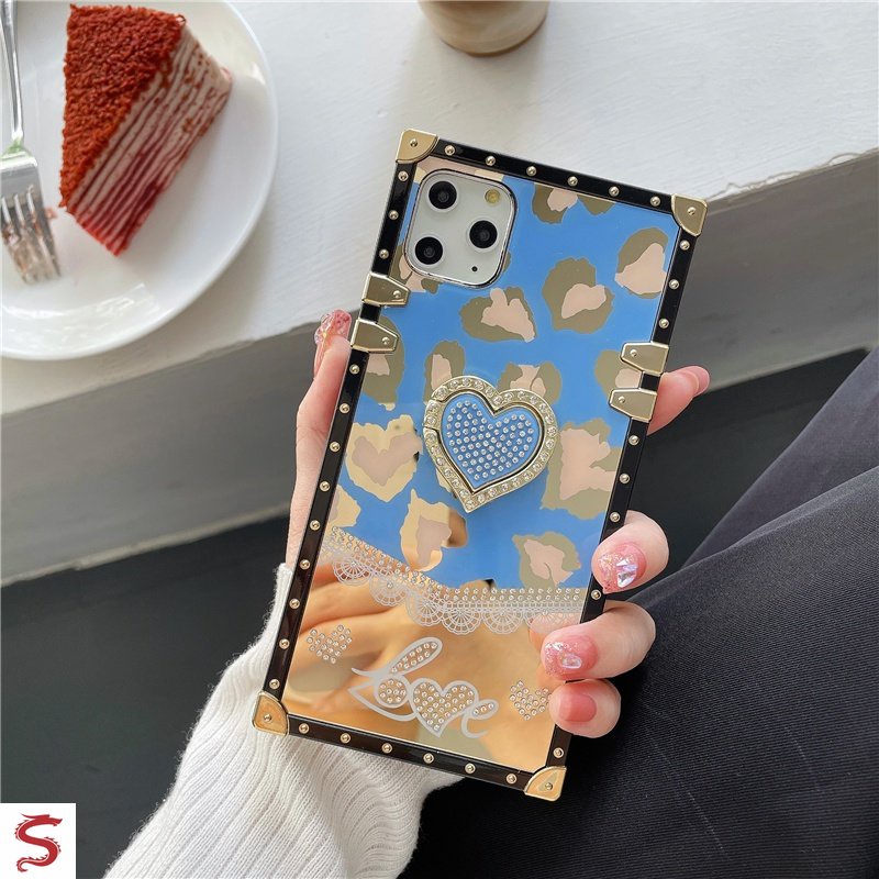 Ốp Điện Thoại Hình Vuông Họa Tiết Kim Cương Hình Trái Tim Cho Samsung S23 Ultra S23 + S22 Ultra S22 Plus S21 FE