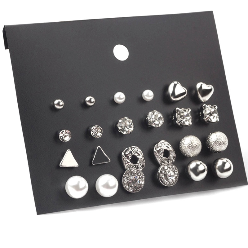 Set 12 Đôi Khuyên Tai Đính Hạt Giả Ngọc Trai Mới