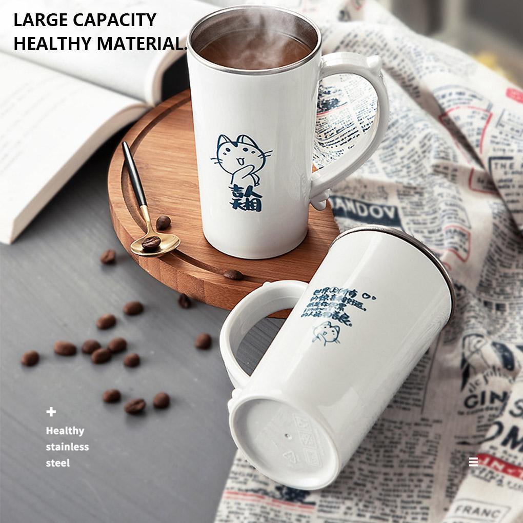 Cốc Uống Nước Bằng Thép Không Gỉ Đa Năng Có Tay Cầm Có Thể Tái Sử Dụng