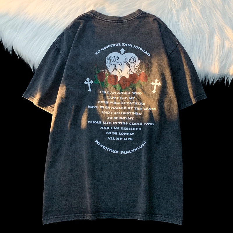 NRVP Áo Thun 100% Cotton Tay Ngắn Dáng Rộng In Họa Tiết Độc Đáo Phong Cách Hàn Quốc Thời Trang Cho Nam Và Nữ